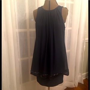 Navy layered Cocktail Dress.